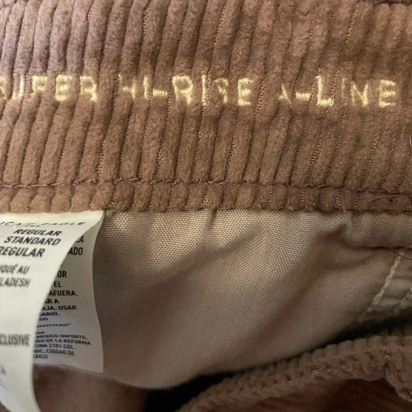 American Eagle Pink Super Stretch Super Hi Rise A line Corduroy Mini Skirt Sz 14 - Picture 10 of 12